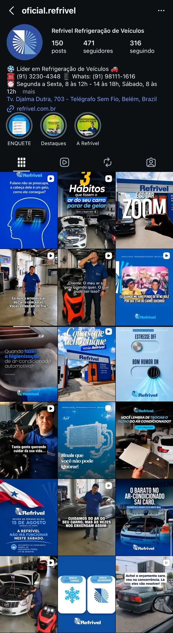 Perfil @oficial.refrivel no Instagram: Refrivel Refrigeração de Veículos, 150 posts, 471 seguidores, bio, destaques e grade de posts sobre ar-condicionado automotivo